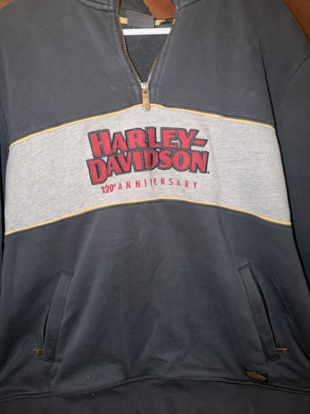 Harley-Davidson Black Hoodie with Orange Logo Patch